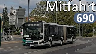 Mitfahrt  MAN Lions City 18c Hybrid  Linie 690  S Hauptbahnhof  JohannesKeplerPlatz [upl. by Ahsoyem]