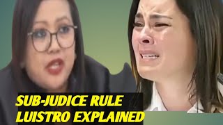 VP SARA PLS LISTEN 3 REASONS BAKIT HINDI MO PWEDE GAMITIN ANG SUBJUDICE RULE [upl. by Leisam]