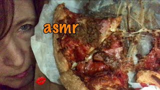 75 mins Quiet ASMR relaxation Late Night Greasy Meat Lovers Pizza fruit punch alone eating drinking [upl. by Eupheemia143]