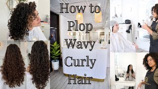 How to Plop WavyCurly Hair in the salon [upl. by Eioj862]