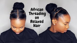 AFRICAN THREADING UPDO ON SHORT HAIR POST RELAXER  TONDIE PHOHI [upl. by Markson]