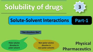 Solute Solvent Interactions part  I  Types of Solvents and their mechanism  Solubility of Drugs [upl. by Kinchen]