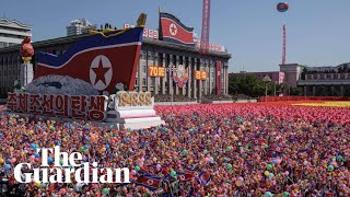 North Korea marks 70th anniversary with massive military parade [upl. by Wobniar]