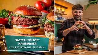 Burger 1  Sajttal töltött hamburger  Lidl receptek Mizsei Janival [upl. by Leirda]