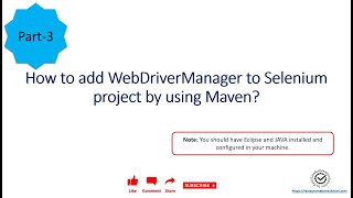 WebDriverManagerPart3 How to add WebDriverManager to Selenium project by using Maven Tool [upl. by Veats]