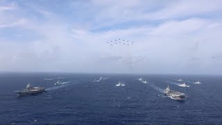 Chinese navy conducts first dual aircraft carrier formation exercise [upl. by Kirbie729]