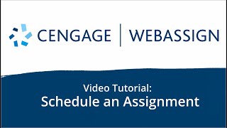 Schedule An Assignment  WebAssign [upl. by Reaht]