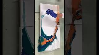 Acrylic Abstract Pouring with Satin Enamel Pearl Pour for beginner Art ASMR Double canvas Pour [upl. by Doehne99]