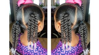 Rope Twist Ponytails wBeads Tutorial  Kids Natural Hairstyle  IAMAWOG [upl. by Devinne]