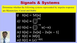 Determine whether the system is memoryless causal and stable [upl. by Nahum]