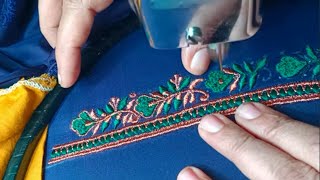 Machine embroidery design making video Blouse back neck design [upl. by Nellac362]