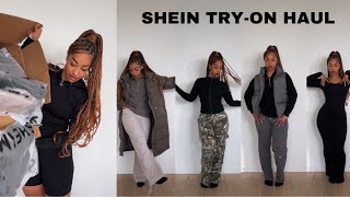 SHEIN WINTER TRYON HAUL  JACKETS PANTS SWEATERS ETC [upl. by Waers559]