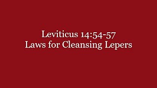 144 Leviticus 145457 Laws for Cleansing Lepers [upl. by Otrebor]