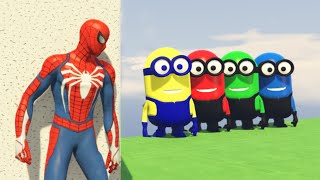 GTA 5 Epic Ragdolls RED SPIDERMAN VS RED MINION VS GREEN MINION Euphoria Physics amp Funny Fails [upl. by Pepillo]