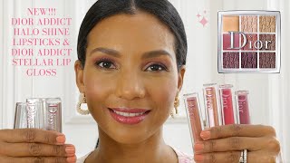 NEW DIOR ADDICT STELLAR LIP GLOSS DIOR HALO SHINE  BACKSTAGE ROSEWOOD PALETTE  SWATCHES  DEMO [upl. by Siver]