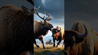 Bison🦬 vs Elk🦌 viral youtubeshorts [upl. by Akenihs]