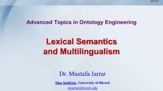 Lexical Semantics and Multilingualism Part 12 [upl. by Mikah590]