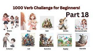 1000 Verb Challenge for Beginners  Part 18  Common Action Verb with Example  Learn Action Verb [upl. by Blancha276]