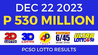 Lotto Result December 22 2023 9pm PCSO [upl. by Courtnay]