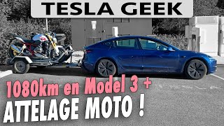 Tracter 2 motos en Tesla Model 3 Propulsion sur 1080km ça donne quoi [upl. by Guttery]