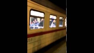 CSKA Moscow Fans Attack Lokomotiv Fans in Train [upl. by Ardnasirk]