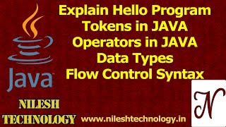 JAVA Hello Program ExplainTokensData TypesOperatorsCommentsFlow Control Syntax [upl. by Kerrill]