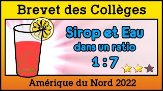 Brevet Amérique du Nord 2022  Utiliser un Ratio pour Calculer une Proportion  Exercice 22 [upl. by Adnocahs]