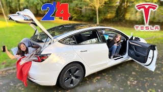 24H CHALLENGE DANS LA TESLA MODEL 3 [upl. by Nalak]