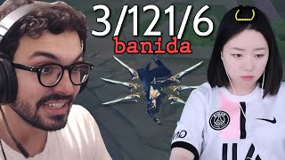 STREAMER DE LOL É TROLLADA AO VIVO FICA 3121 E AINDA É BANIDA  MYLON REAGE [upl. by Herring]