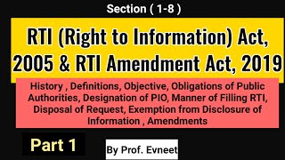 RTI  Right to Information Act 2005  RTI Amendment Act 2019  Part 1  RTI Sections 18 [upl. by Rape]