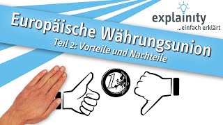 Europäische Währungsunion einfach erklärt – Teil 2 Vor und Nachteile explainity® Erklärvideo [upl. by Clover]