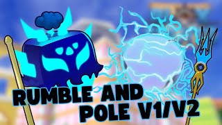 RUMBLE FRUIT V1 AND V2 SHOWCASE PLUS POLE V1 AND V2 BloxFruits [upl. by Naveb]