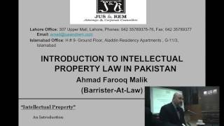 LHCBA Lecture Barrister Ahmad Farooq Malik on Intellectual Property Law [upl. by Epperson357]