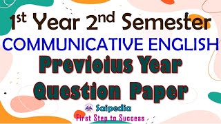 Communicative English  1st year 2nd semester  Previous Year Question paper 2 TANSCHE Syllabus [upl. by Lilak]