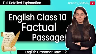 Factual Passage Class 10  Unseen Passage  Class 10 English Grammar  CBSE  Term 2 [upl. by Waylin53]