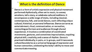 what is the definition of dance [upl. by Rehpotsrhc]