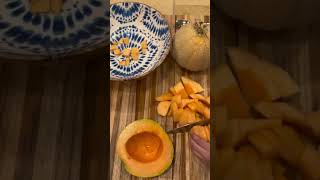 Harvesting and tast testing our homegrown cantaloupe growyourownfood gardentok gardening [upl. by Carmel]