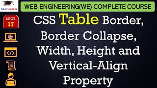 L17 CSS Table Border Border Collapse Width Height and VerticalAlign Property  Web Engineering [upl. by Atener]