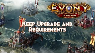 Evony Kings Return KEEP Level Upgrade Requirements  Evony KEEP Level 1 To 35 requirements [upl. by Qifahs]