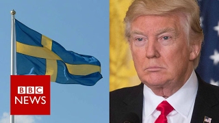 Trump tries to explain remark about Sweden amid confusion  BBC News [upl. by Eimmak]