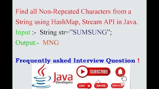 Find all NonRepeated Characters in a String  HashMap Stream API in Java [upl. by Ika]