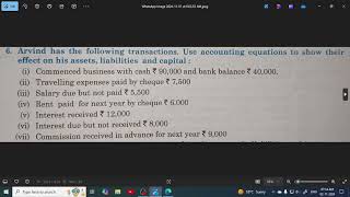 Kalyani Q6 Arvind has the following transactions  Accounting Equation [upl. by Frida]