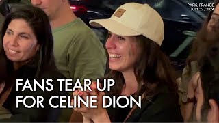 MOMENT Fans tear up while watching Celine Dion at Olympics opening ceremony [upl. by Chrystal]