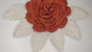 Guia rápido aplicação perfeita de FOLHAS na MEGA ROSA crochet [upl. by Ithsav360]