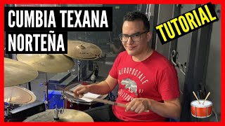 CUMBIA texana  norteña en batería TUTORIAL 🥁🤠 [upl. by Ramonda]