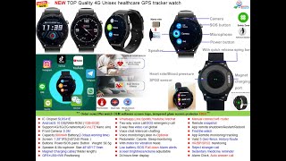 IP67 waterproof 4G Senior healthcare GPS Tracker Watch with fall down detection HR BP D48 [upl. by Euqinaj989]