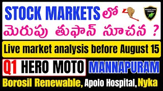 Aug 15 తరువాత Stock market లో ఎం జరగబోతుందిHero motor Corp Q1manappuram Q1NykAABank Nifty [upl. by Ecirtnom]