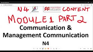 Communication N4 Module 1 Part 2MATRICNATEDSPECIALIST [upl. by Anihta452]