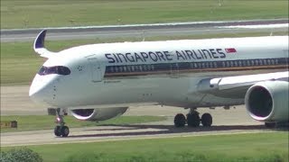 Singapore Airlines A350900 XWB Beautiful Takeoff From Brisbane [upl. by Ranit]