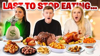 Last to STOP Eating ROAST DINNER Wins £1000  Challenge [upl. by Ogata]